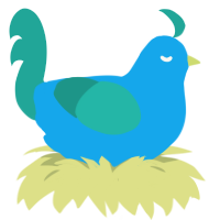 A sky and turquoise chicken