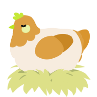 A cream and orange chicken with a head pattern