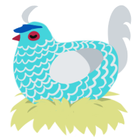 Popsicle, a aqua and mist chicken with a lace pattern