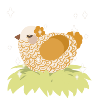 A cream and orange chicken with a double-lace pattern