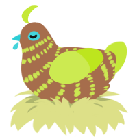 Naiad, a brown and lime chicken with a bar pattern
