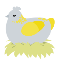 A mist and yellow chicken with a neck-speckle pattern