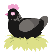 A sable and grey chicken with a neck-speckle pattern