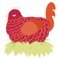 A crimson and vermilion chicken with a lace pattern