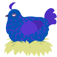 A ultramarine and indigo chicken with a speckle pattern
