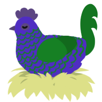 A indigo and leaf chicken with a lace pattern