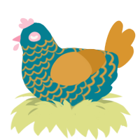 Tealetti, a sea and orange chicken with a lace pattern