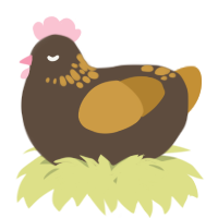 A bark and gold chicken with a neck-speckle pattern