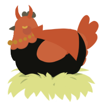 A black and vermilion chicken with a head pattern