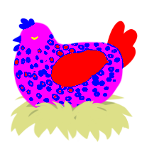 A lilac and sable chicken with a speckle pattern