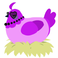 A lavender and amethyst chicken with a head pattern