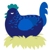 A navy and ultramarine chicken with a half-lace pattern