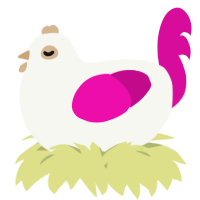 A white and fuchsia chicken