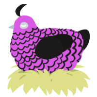 A orchid and sable chicken with a lace pattern