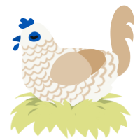 Linen, a white and beige chicken with a lace pattern