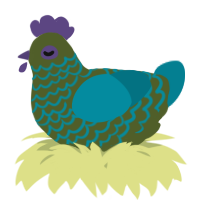 A olive and sea chicken with a lace pattern