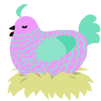 A lavender and mint chicken with a lace pattern