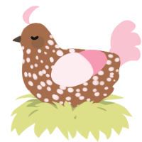 A brown and rose chicken with a speckle pattern