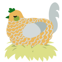 A honey and silver chicken with a lace pattern