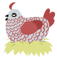 A mist and red chicken with a lace pattern