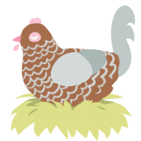 A brown and silver chicken with a lace pattern