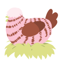 A rose and russet chicken with a bar pattern