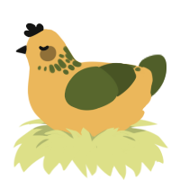 A honey and olive chicken with a neck-speckle pattern