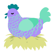 A lilac and mint chicken with a lace pattern