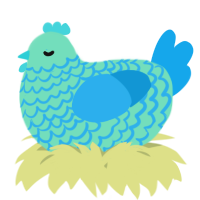 A mint and sky chicken with a lace pattern