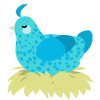 A aqua and cerulean chicken with a speckle pattern