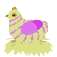 A lemon and orchid chicken with a bar pattern