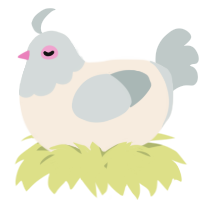 A cream and silver chicken with a head pattern