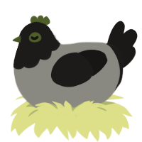 A ash and sable chicken with a head pattern
