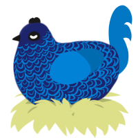 A navy and sapphire chicken with a double-lace pattern