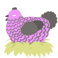A lavender and grey chicken with a lace pattern