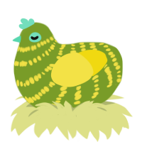 Keylime Pie, a chartreuse and yellow chicken with a bar pattern