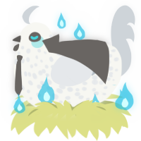 A white and mist chicken with a speckle pattern