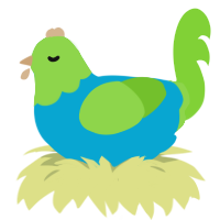 fritz, a cerulean and grass chicken with a head pattern