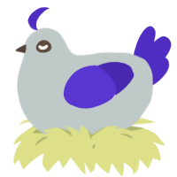 A silver and indigo chicken