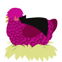 A fuchsia and maroon chicken with a lace pattern