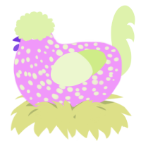 A lavender and apple chicken with a speckle pattern
