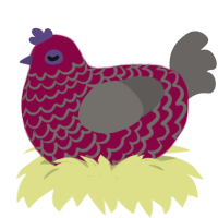Blood, a maroon and grey chicken with a lace pattern