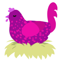 (unnamed), a plum and fuchsia chicken with a speckle pattern