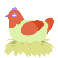 A apple and vermilion chicken with a head pattern