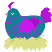 (unnamed), a teal and amethyst chicken with a speckle pattern