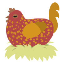 Apple Cinnamon, a red and ochre chicken with a speckle pattern