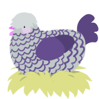 A silver and overcast chicken with a lace pattern