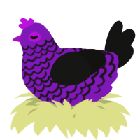 A violet and black chicken with a lace pattern