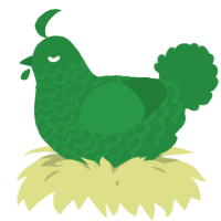 A viridian chicken with a lace pattern