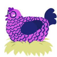 A orchid and navy chicken with a lace pattern